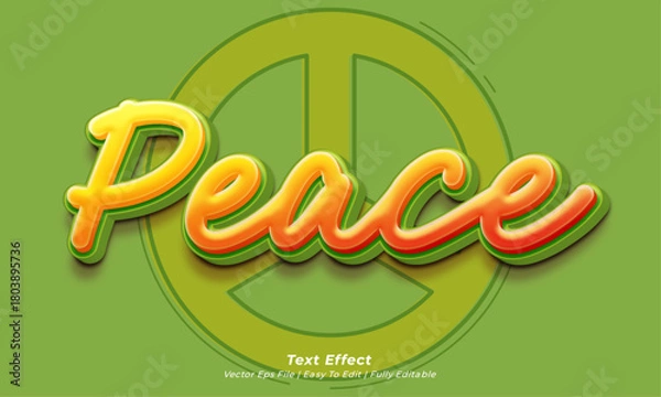 Fototapeta Word peace editable text effect comic cartoon style