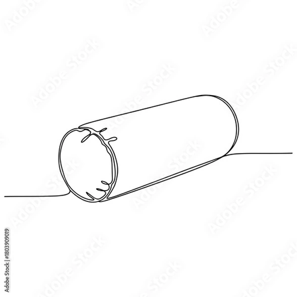 Fototapeta Bolster pillow with drawstring ends in minimalist line art style