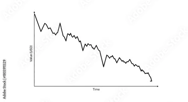 Fototapeta Dramatic economic downturn represented by falling line graph chart