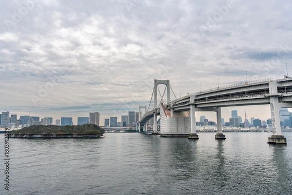 Fototapeta 東京レインボーブリッジからの湾岸風雨系