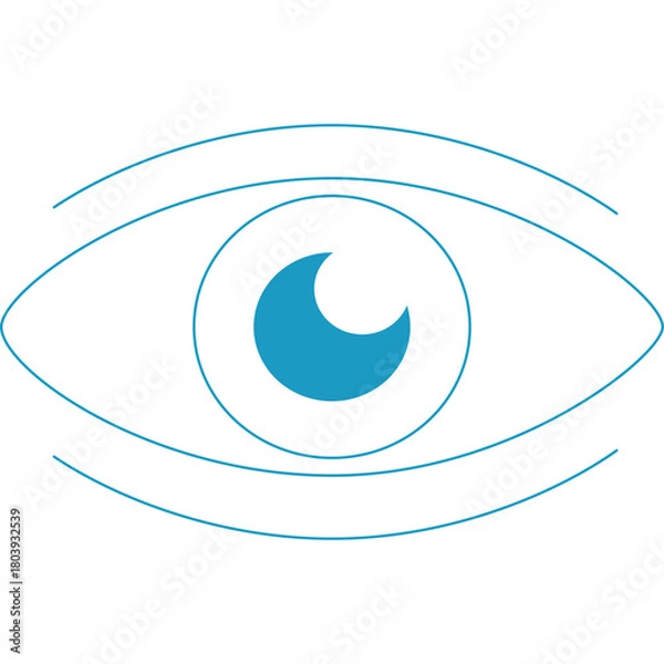 Fototapeta Stylized Blue Eye Symbol With Iris And Pupil On Transparent Background Vector Graphic
