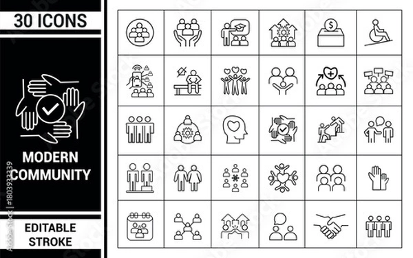 Obraz Modern community icons, social connections, people, and support.