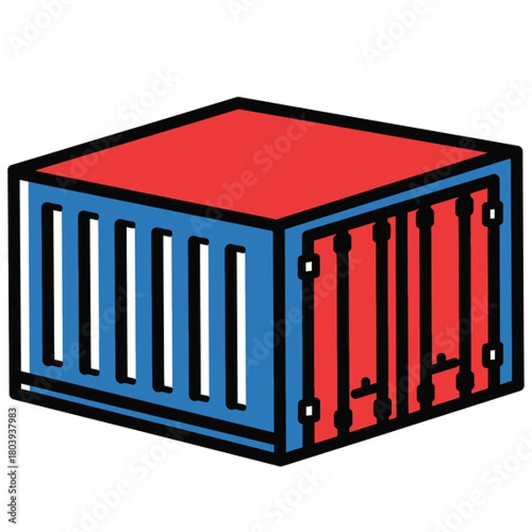 Fototapeta Colorful illustration of a shipping container, perfect for transportation and logistics themes