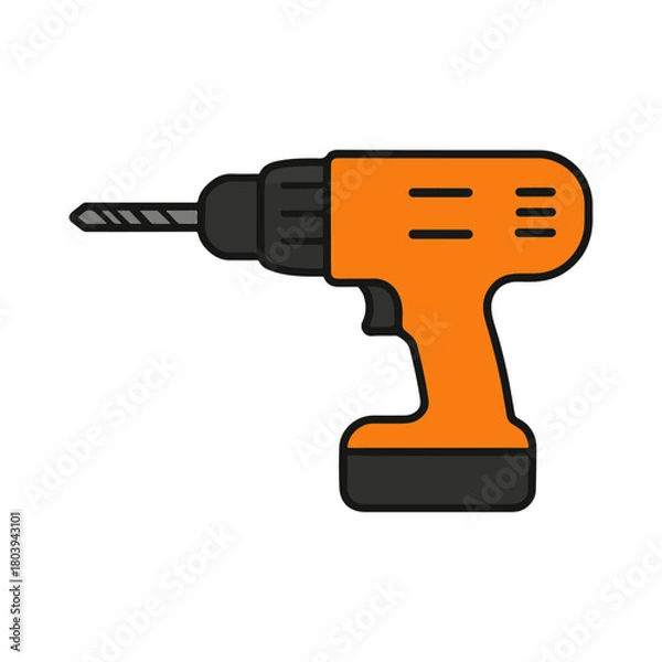 Obraz Drill Tool Illustration on White Background