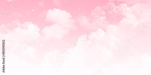Obraz Sky with pink and white clouds 