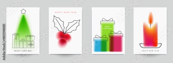 Obraz Merry christmas and happy new year abstract background template for covers, invitation, poster, banner, flyer, placard. Minimal modern design for branding, advertising holiday. Vector illustration.