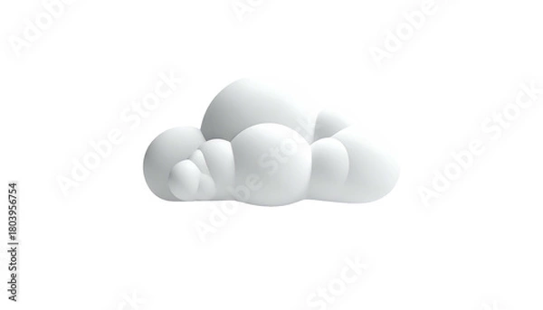 Obraz Cartoonish fluffy white cloud, softly rounded, on black backdrop