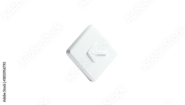 Obraz White, glossy square with left arrow on a black background