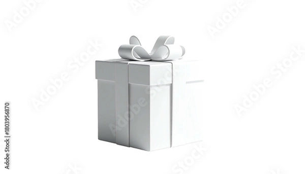 Obraz Square gift with bow, white, presented against black background