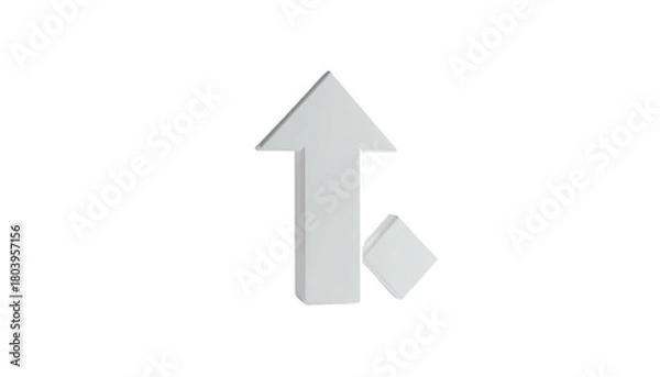 Obraz Arrow pointing up with small square at base, 3D look