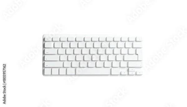 Obraz Minimalist white keyboard on dark background, top-down view