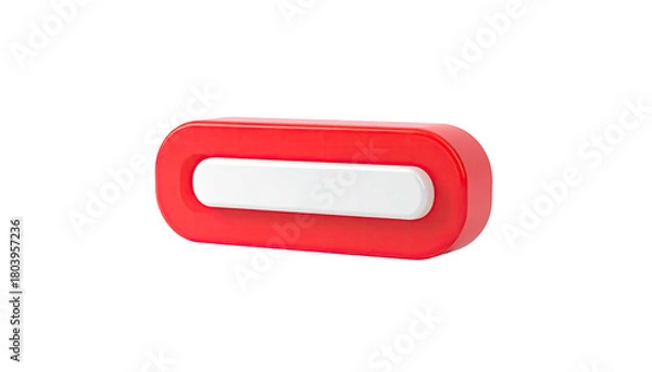 Obraz Glossy red pill-shaped icon with a white inset