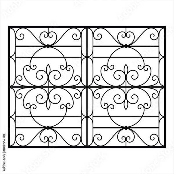Obraz Elegant Curved Scrollwork Vector Window Grill Design