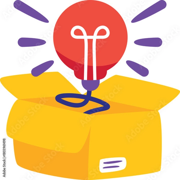 Fototapeta Bright Idea Bursting from Open Box Creative Solution Concept