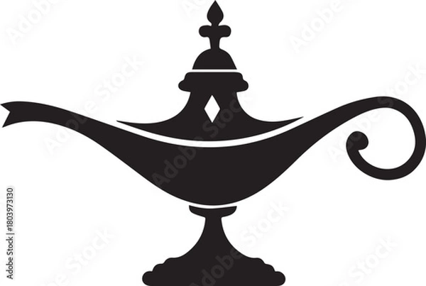 Fototapeta Aladdin Magic Lamp Silhouette Vector Icon, Lamp Vector