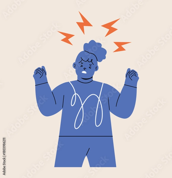 Obraz Girl tantrum and scream loud. Colorful vector illustration