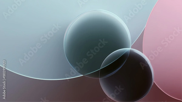Fototapeta Wallpaper with modern circles effect. Abstract colorful bubbles background. Generative ai