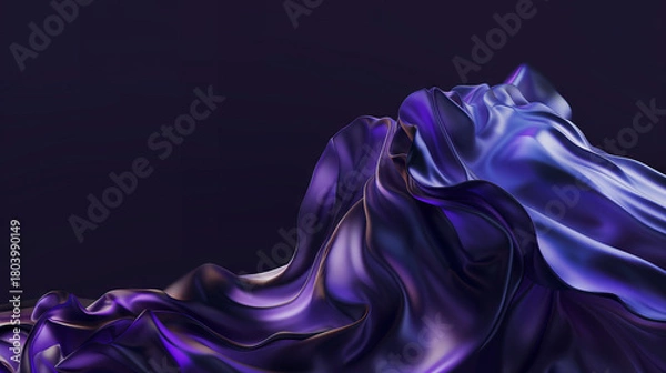 Fototapeta Dark purple pink abstract wallpaper with modern shapes. Glossy background with curves. Generative ai