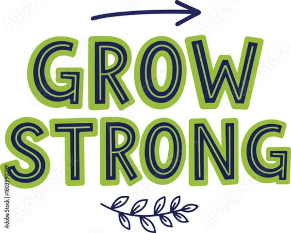Fototapeta grow strong playful solid color creative teamwork vector design