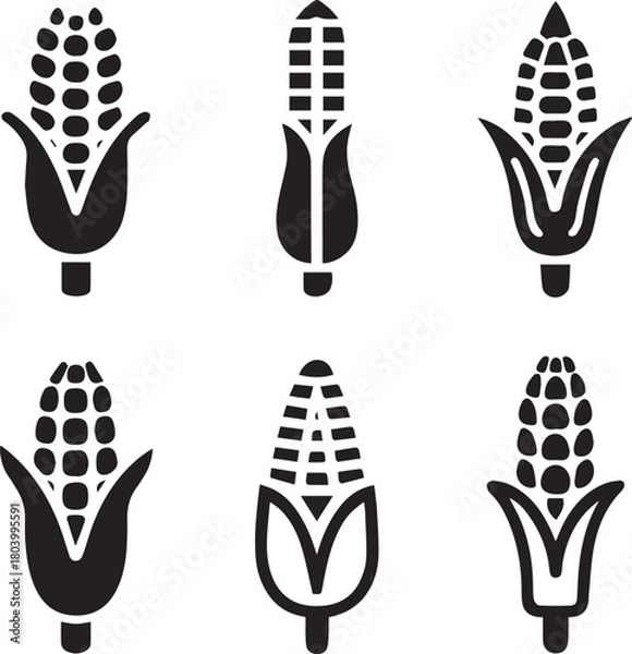 Fototapeta Corn Silhouette Vector Bundle, Corn Silhouette Set
