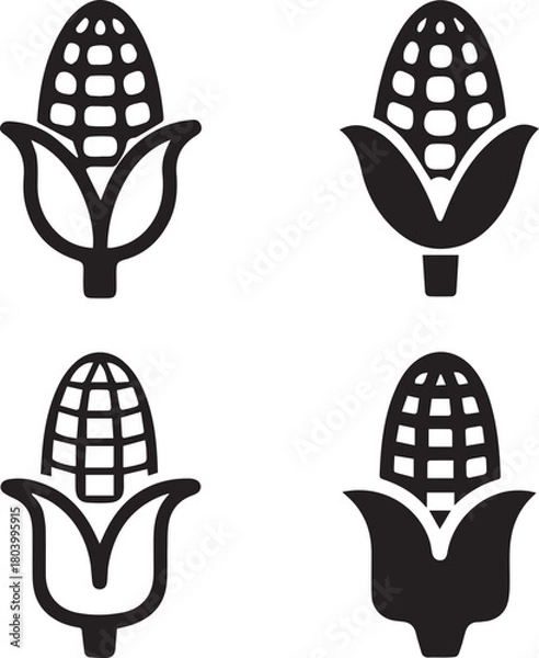 Fototapeta Corn Silhouette Vector Bundle, Corn Silhouette Set