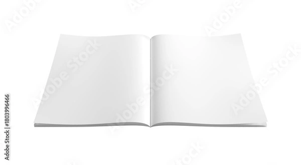 Fototapeta Open magazine isolated on transparent background. Cut out blank brochure mockup 3D rendering