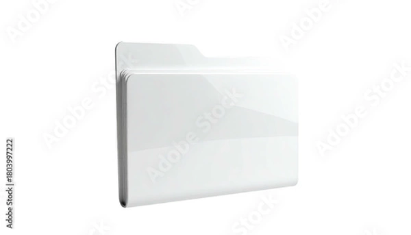 Obraz Sleek, glossy white folder icon on a dark background