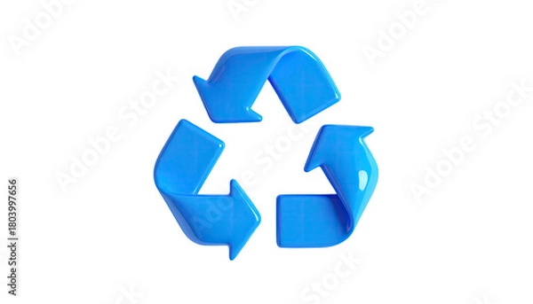 Obraz Blue recycle triangle symbol against a stark black background
