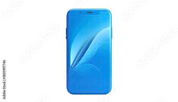 Obraz Blue phone with curved pattern, isolated on a black background