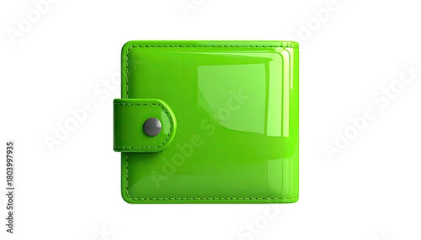 Obraz Shiny, bright-green square wallet with a single button