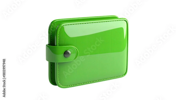 Obraz Glossy bright green wallet with a button clasp, isolated