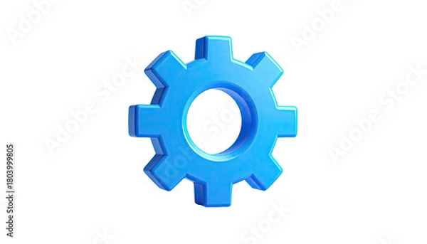 Obraz 3D blue gear centered on solid black background