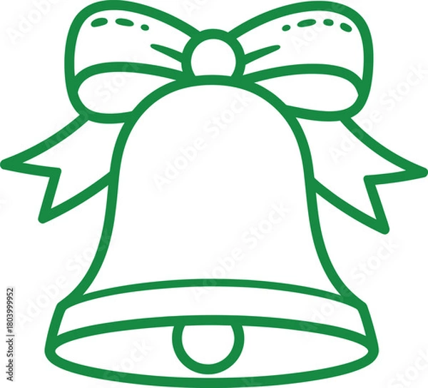 Fototapeta Charming outline illustration of a festive jingle bell adorned with a decorative bow perfect for holiday designs and celebrations