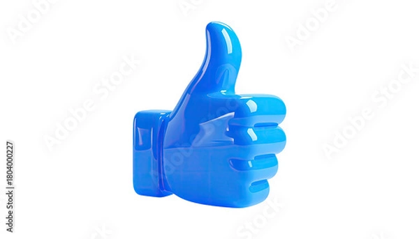 Obraz 3D blue thumbs-up icon, glossy surface