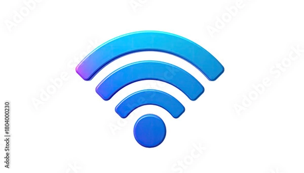 Fototapeta Radiating wifi symbol, vibrant blue gradient on a dark backdrop