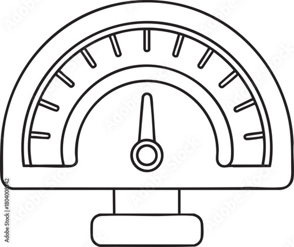 Obraz Analog gauge outline illustration showing classic measurement scale with center needle indicating progress levels