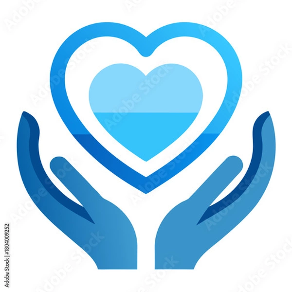 Fototapeta Heart care hands vector graphic for medical health and support concept art |editable svg