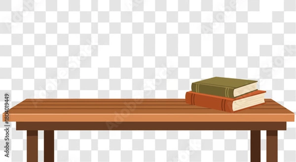 Fototapeta Two books stacked on a wooden table.