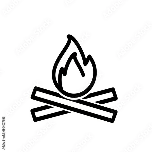 Obraz Bonfire icon, campfire vector icon. Vector graphic, not Artificial Intelligence, logo illustration. Replaceable vector design.