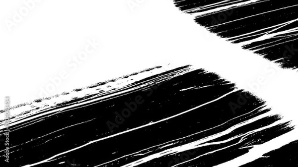 Obraz Abstract black and white grunge brush stroke texture isolated on transparent background