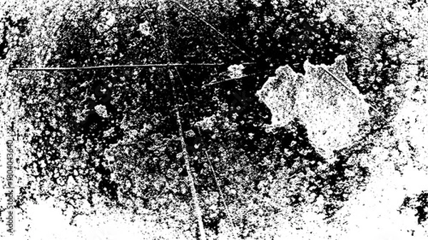 Obraz Abstract black and white grunge texture background with distressed effect isolated on transparent background