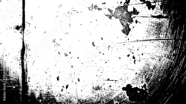Obraz Abstract black and white grunge texture overlay for distressed effect isolated on transparent background