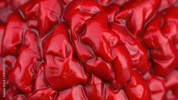 Fototapeta  Close-up of deep red wrinkled chili texture showing rich color variations and organic details.