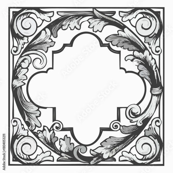 Fototapeta Classic Decorative Border Template with Empty Text Space