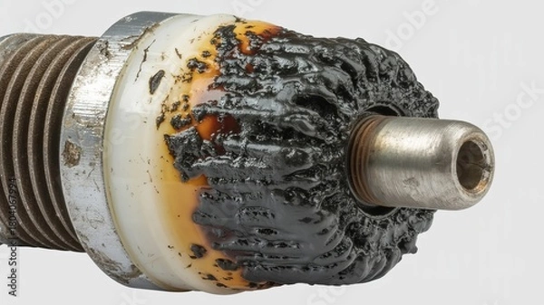 Obraz Corroded metal part: A macro shot exposes the harsh reality of corrosion, with a close-up of a damaged metal component reveals the destructive forces of rust and decay.