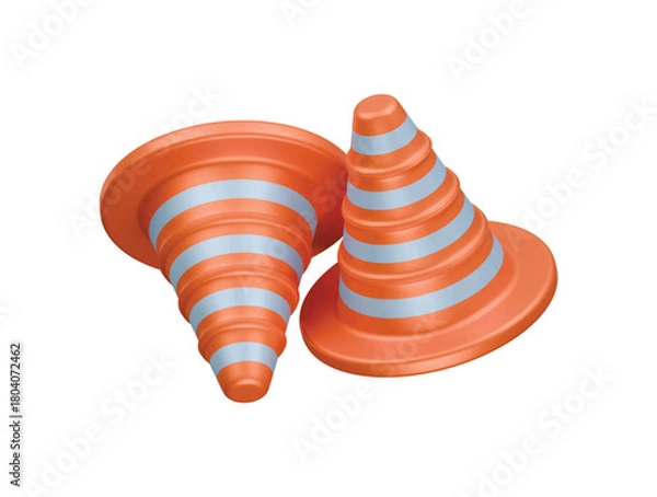 Fototapeta construction cone icon 3d illustration render