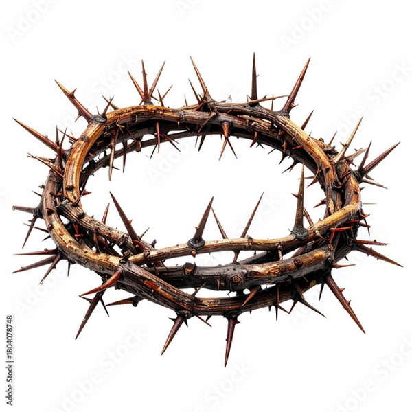 Obraz Symbol of Sacrifice: A meticulously crafted crown, symbolizing faith, resilience, and sacrifice. The detailed texture of the crown suggests a deep spiritual significance.