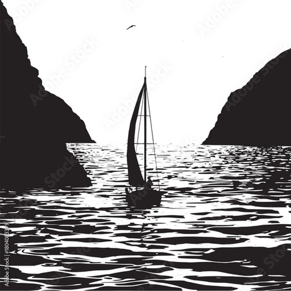 Obraz Sunset Sea View Boat Vector Design