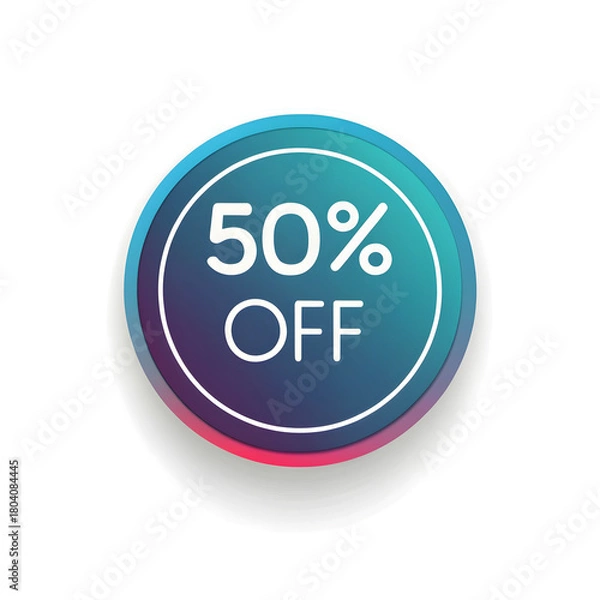 Fototapeta Stunning 50% off sale badge for your business promotions! Create eye-catching ads that will drive customers to shop your amazing discounts now, don't miss out! isolated on transparent background