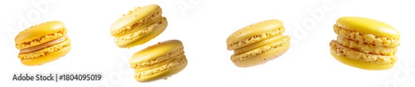 Obraz Sets of yellow macaroon cookie isolated.